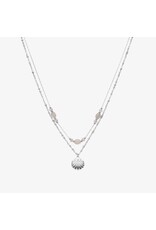 Ketting dubbel schelp zilver