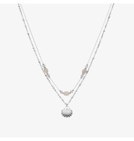 Ketting dubbel schelp zilver