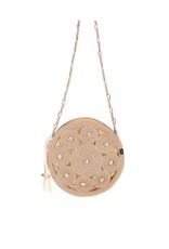 Handtas jute schelpjes rond