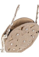 Handtas jute schelpjes rond