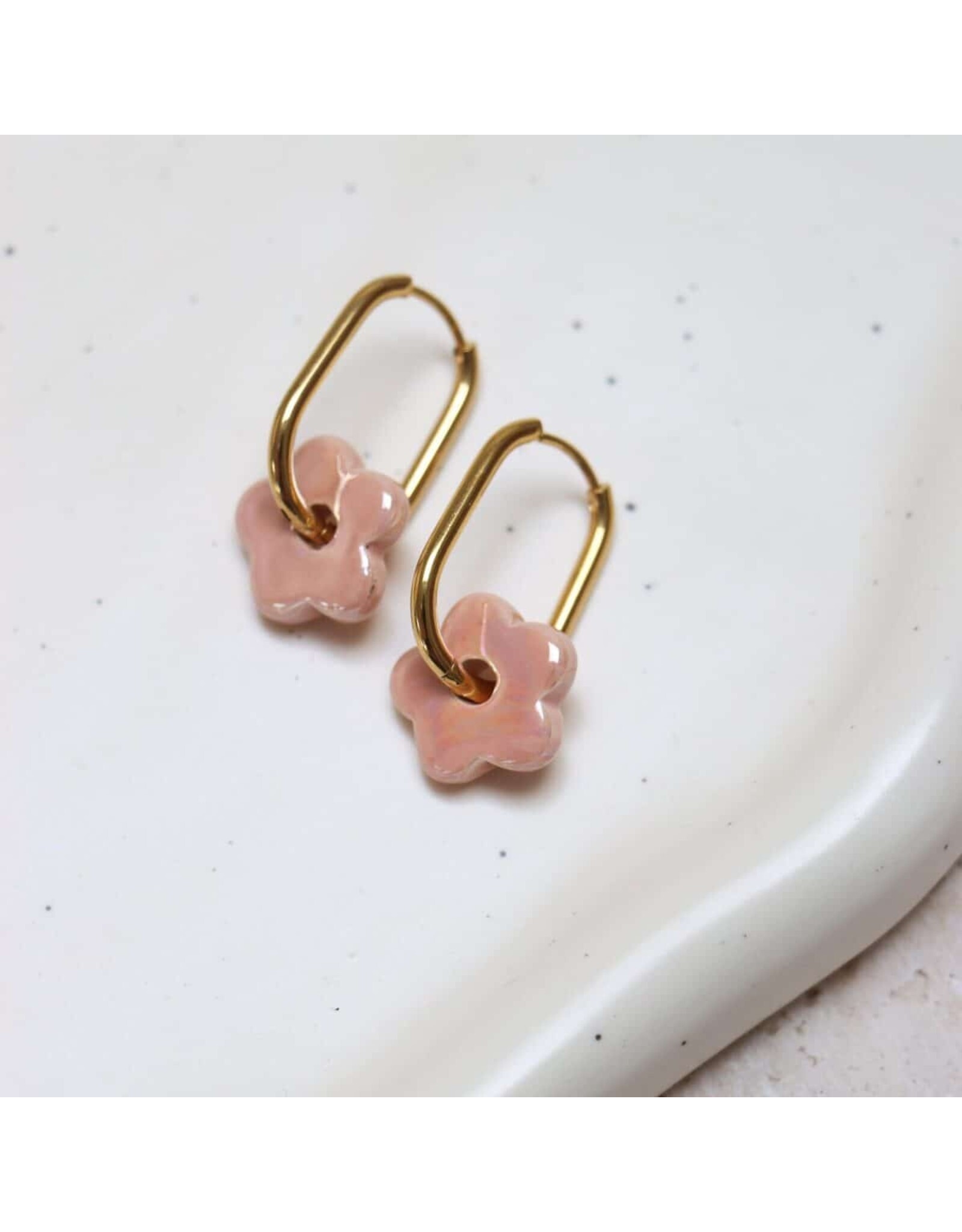 Oorringen Flower pink