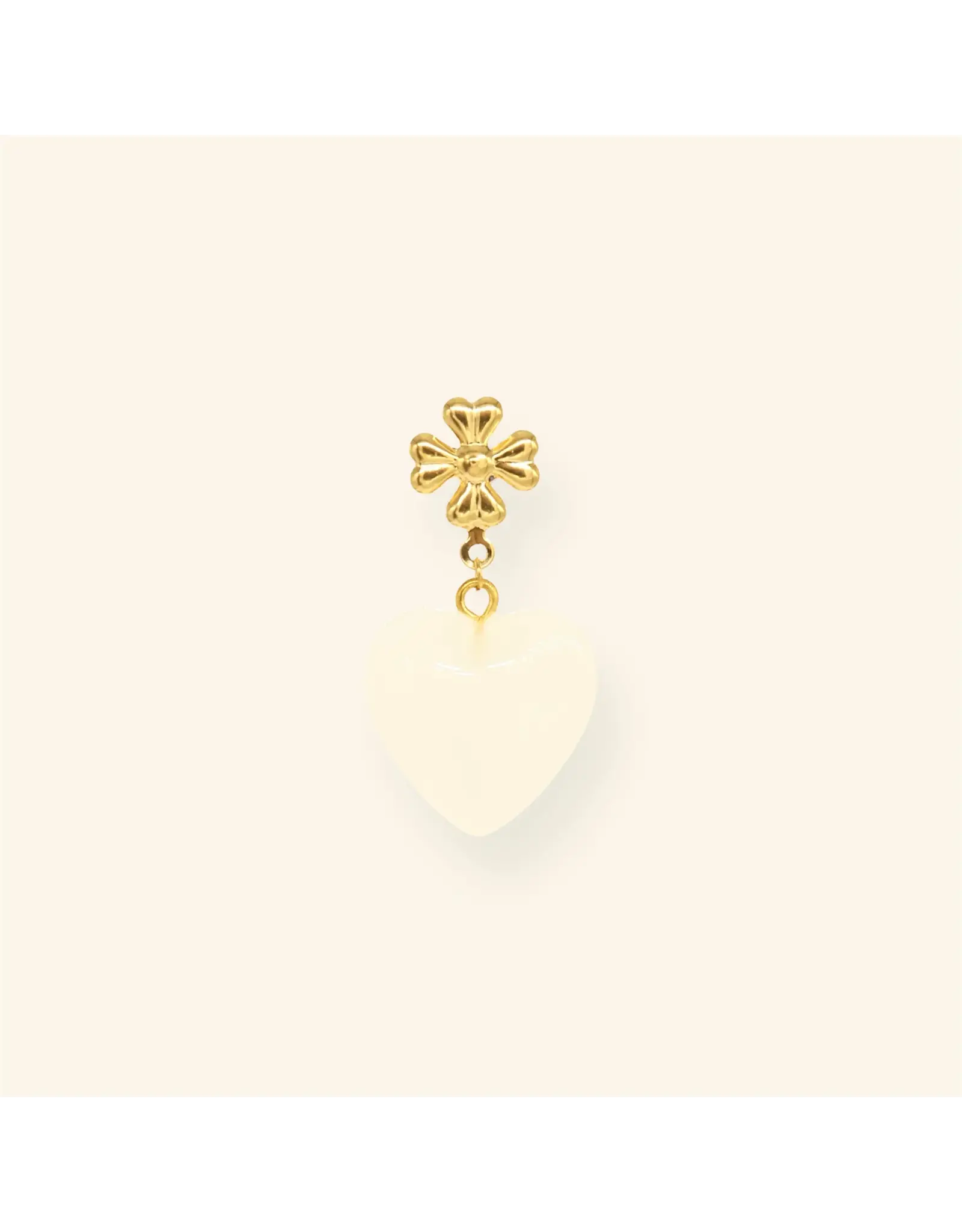 Oorringen klaver + wit hart