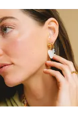 Oorringen klaver + wit hart