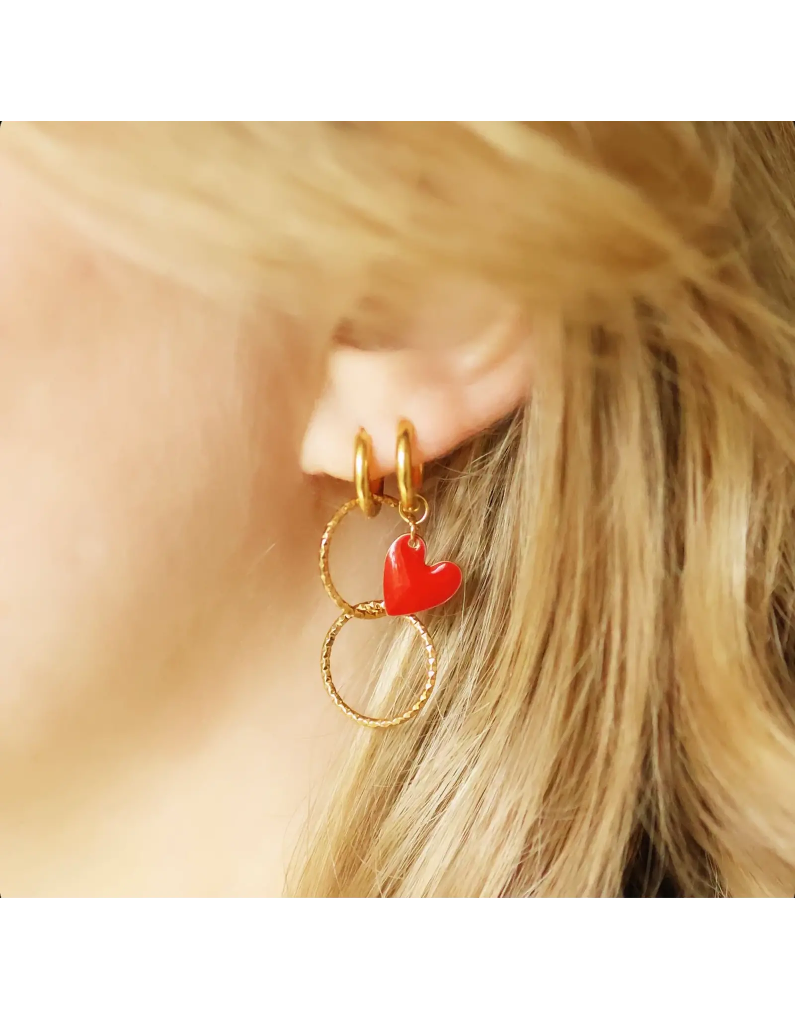 Oorringen hart rood