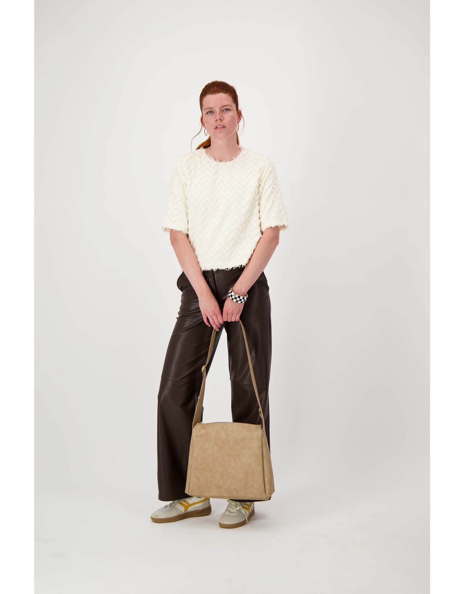 Schoudertas brede band taupe