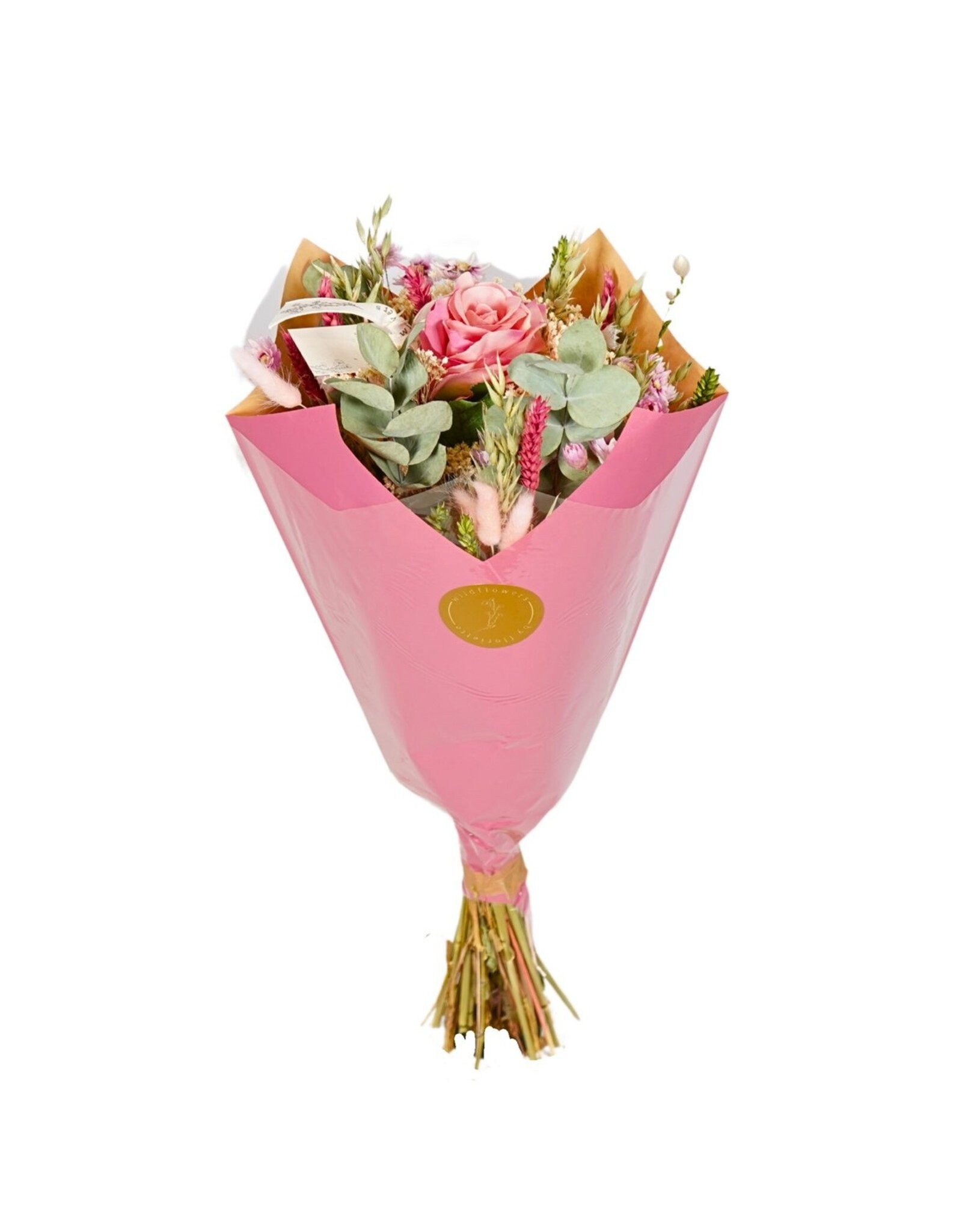 Droogbloemen mix + roos