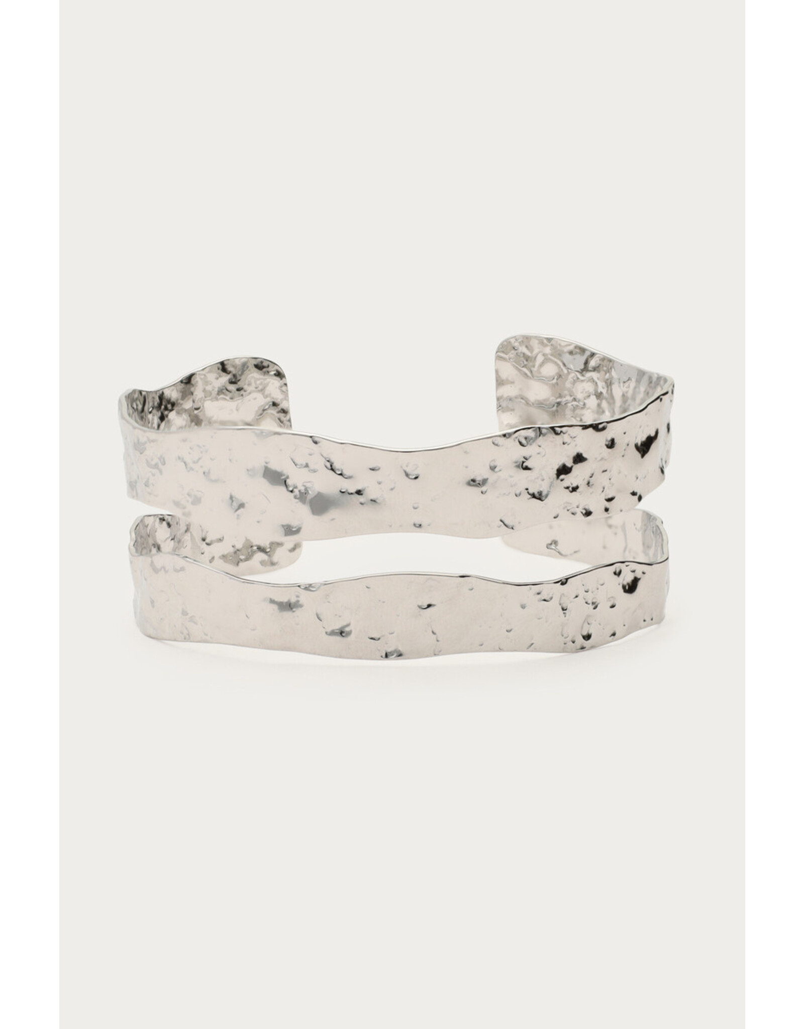 Bangle dubbel gehamerd zilver