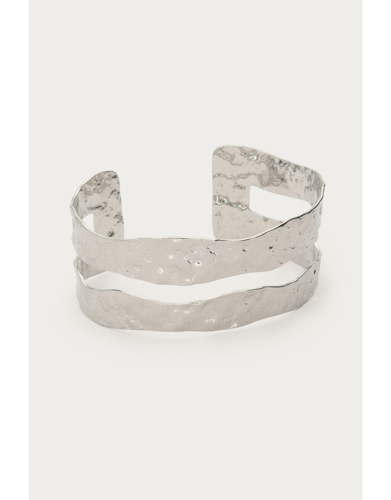 Bangle dubbel gehamerd zilver