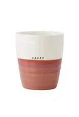 Koffiemok happy wit/burgundy