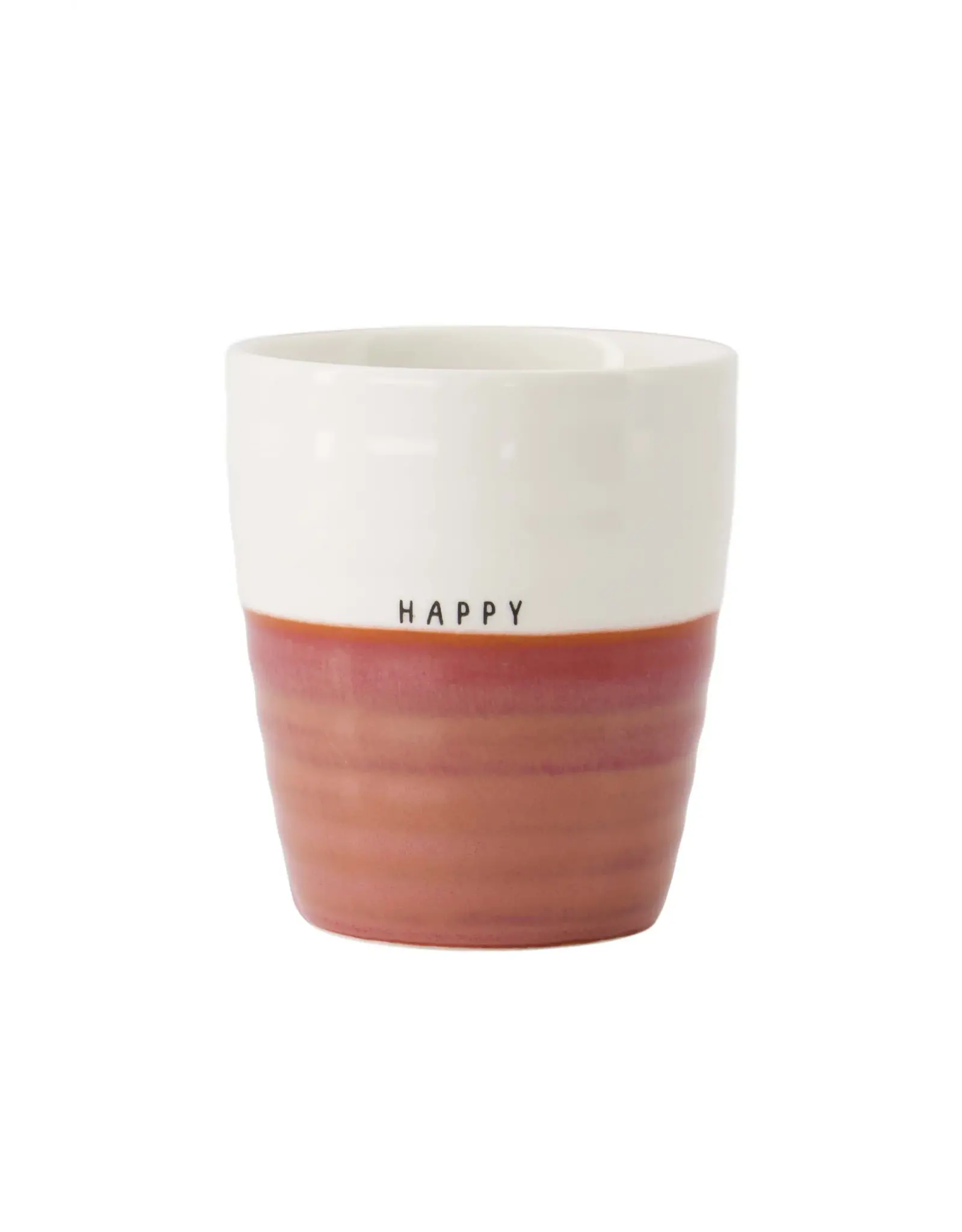 Koffiemok happy wit/burgundy