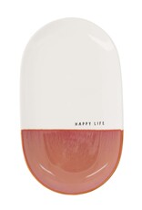 Serveerschaal happy life wit/burgundy