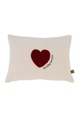 Kussen hartje wit/rood