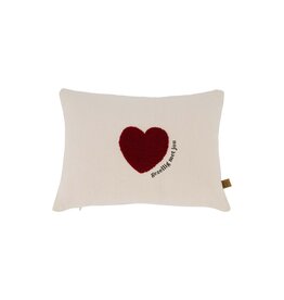 Kussen hartje wit/rood
