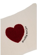 Kussen hartje wit/rood