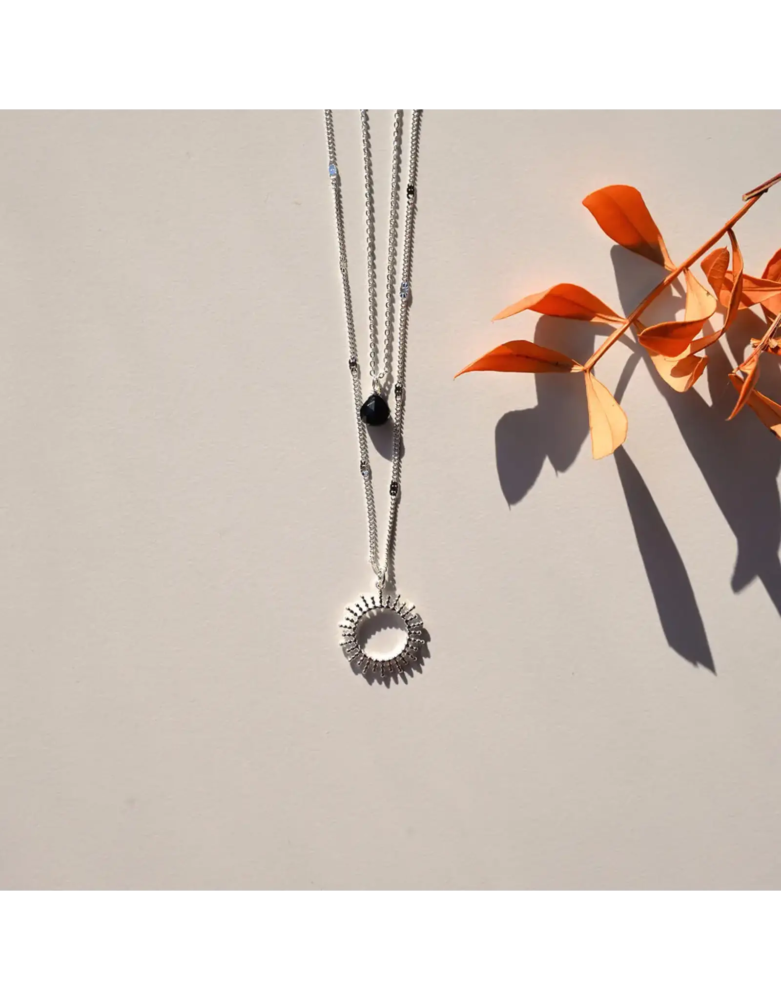 Ketting dubbel black silver