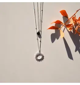 Ketting dubbel black silver