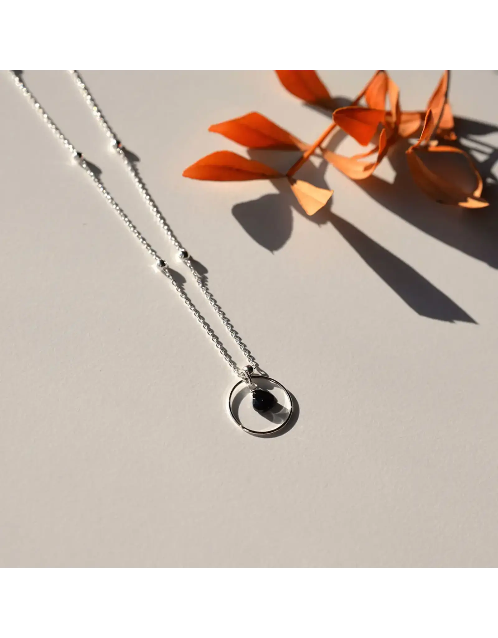 Ketting cirkel black silver