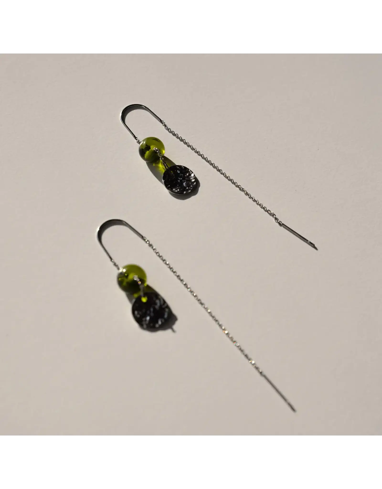 Oorhangers green silver