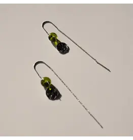 Oorhangers green silver