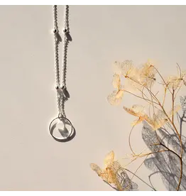 Ketting cirkel pink silver