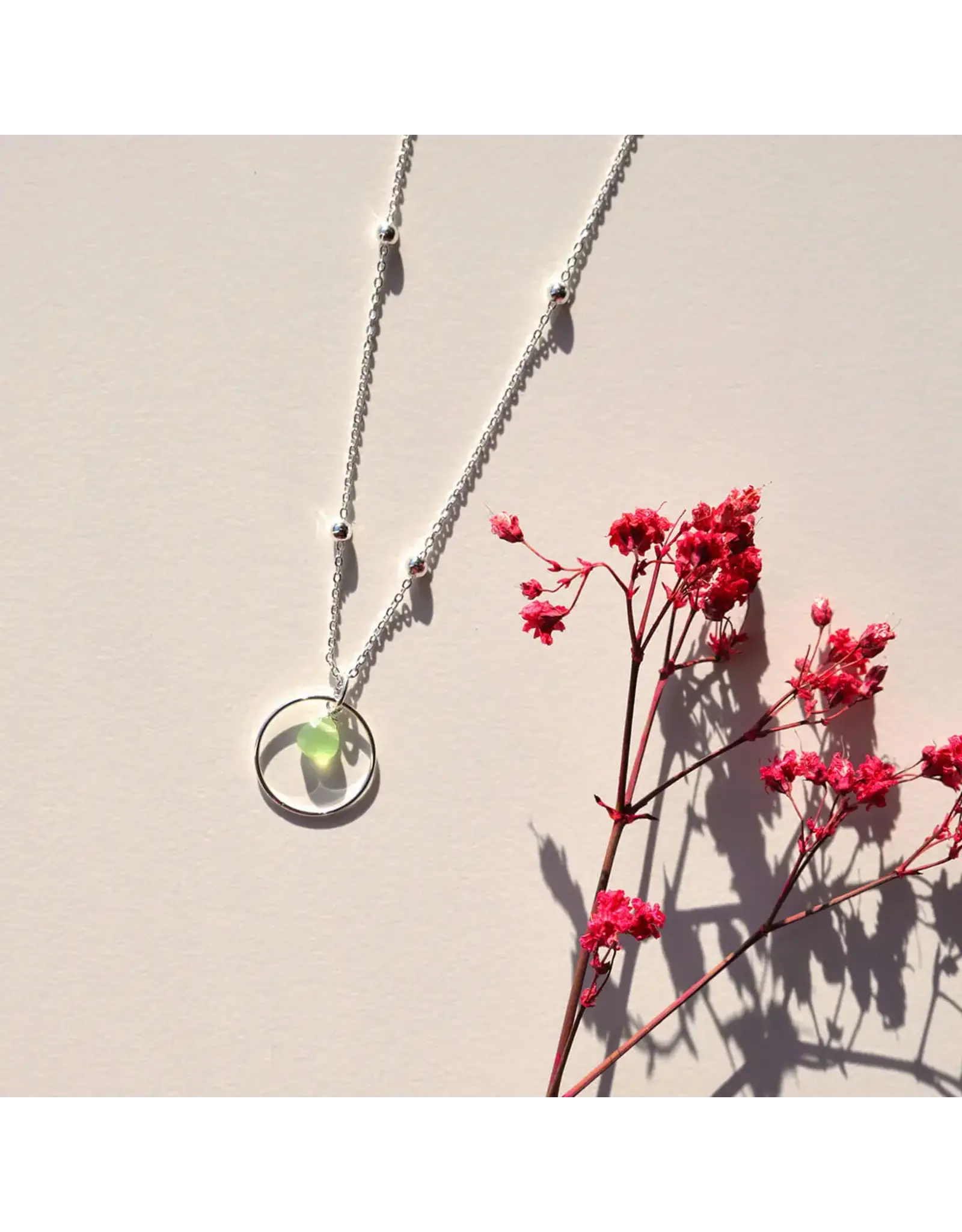 Ketting cirkel green silver