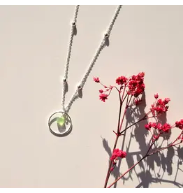 Ketting cirkel green silver
