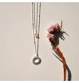 Ketting dubbel pink silver