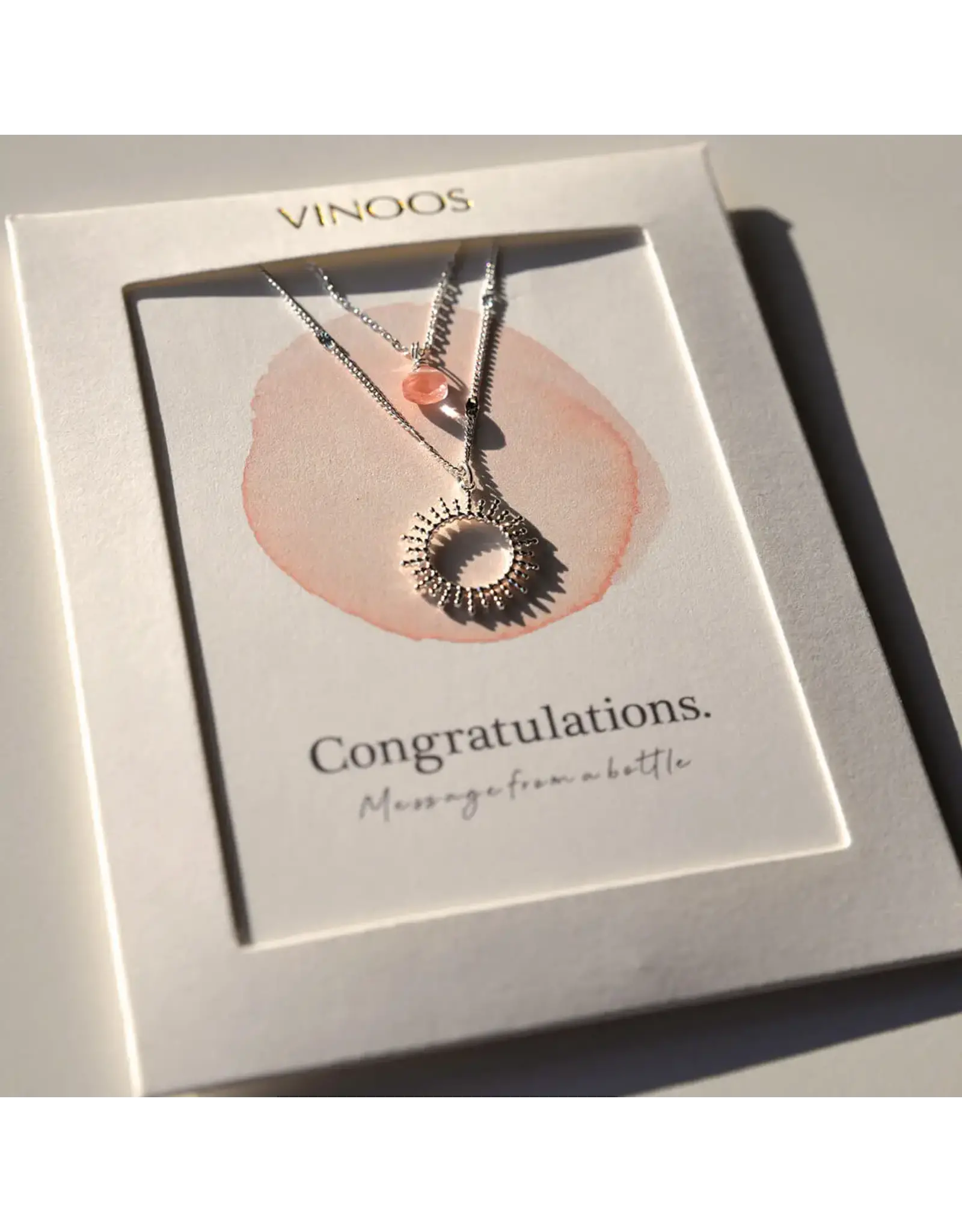 Ketting dubbel pink silver