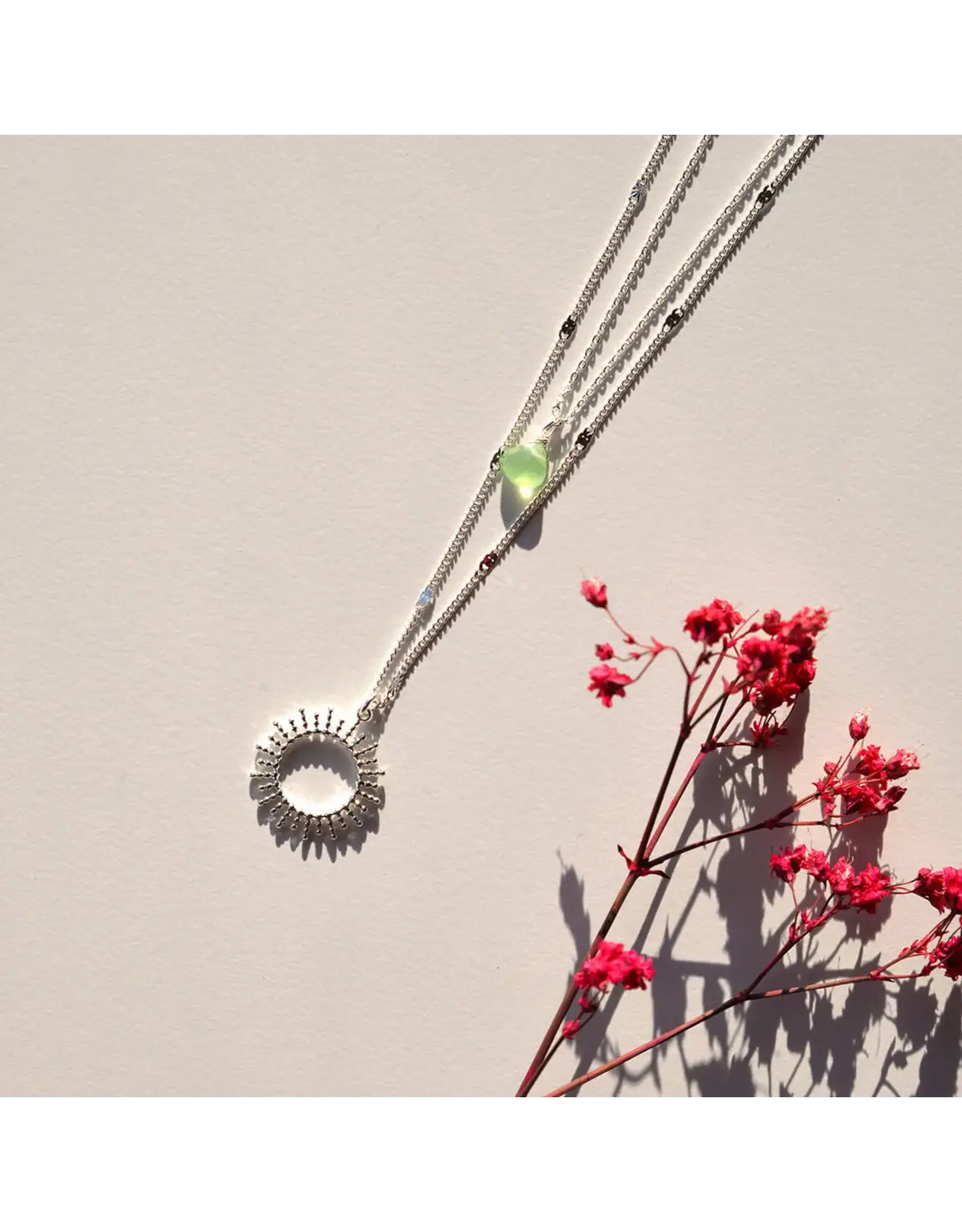 Ketting dubbel green silver