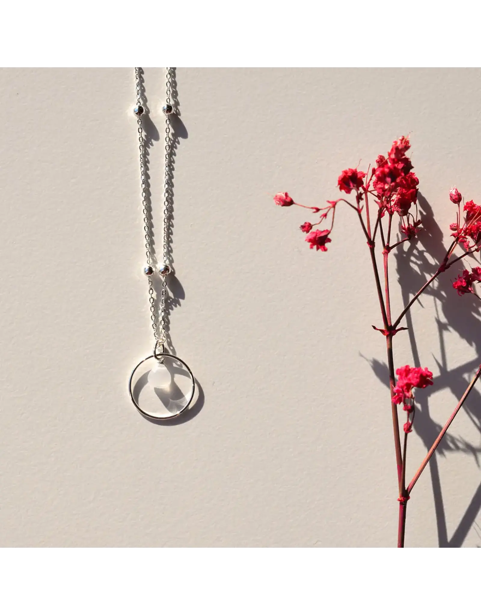 Ketting cirkel creme silver