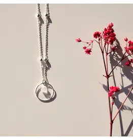 Ketting cirkel creme silver