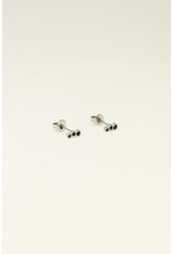 Studs 3 rondjes zwart zilver