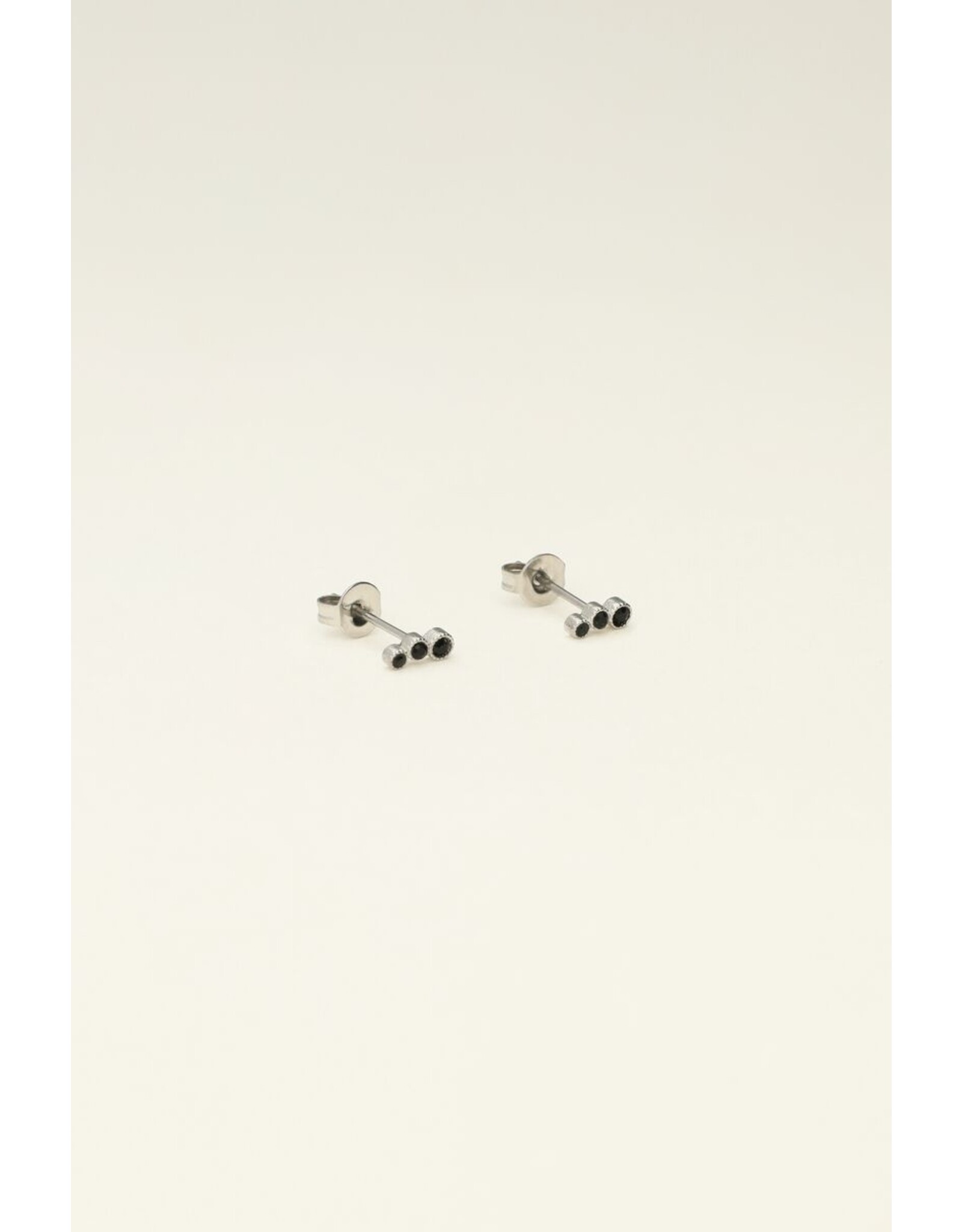 Studs 3 rondjes zwart zilver