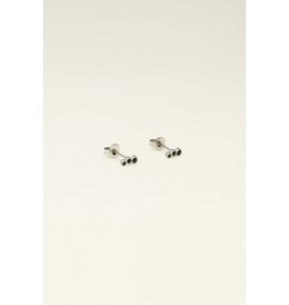 Studs 3 rondjes zwart zilver