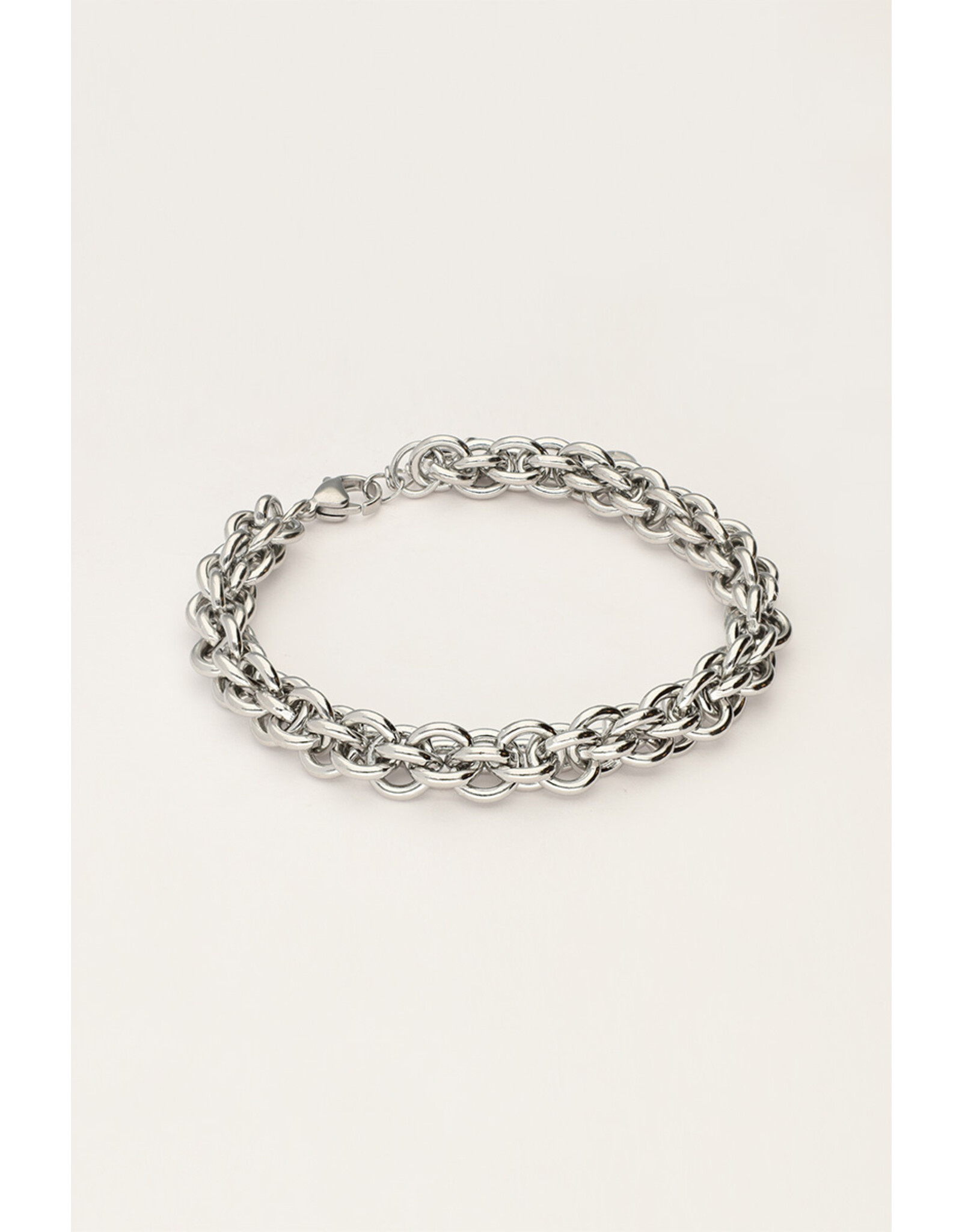 Armband schakels rond zilver