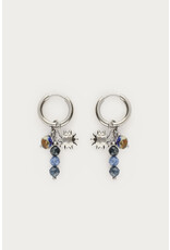 Oorringen zon blauwe kralen zilver