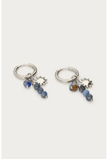 Oorringen zon blauwe kralen zilver