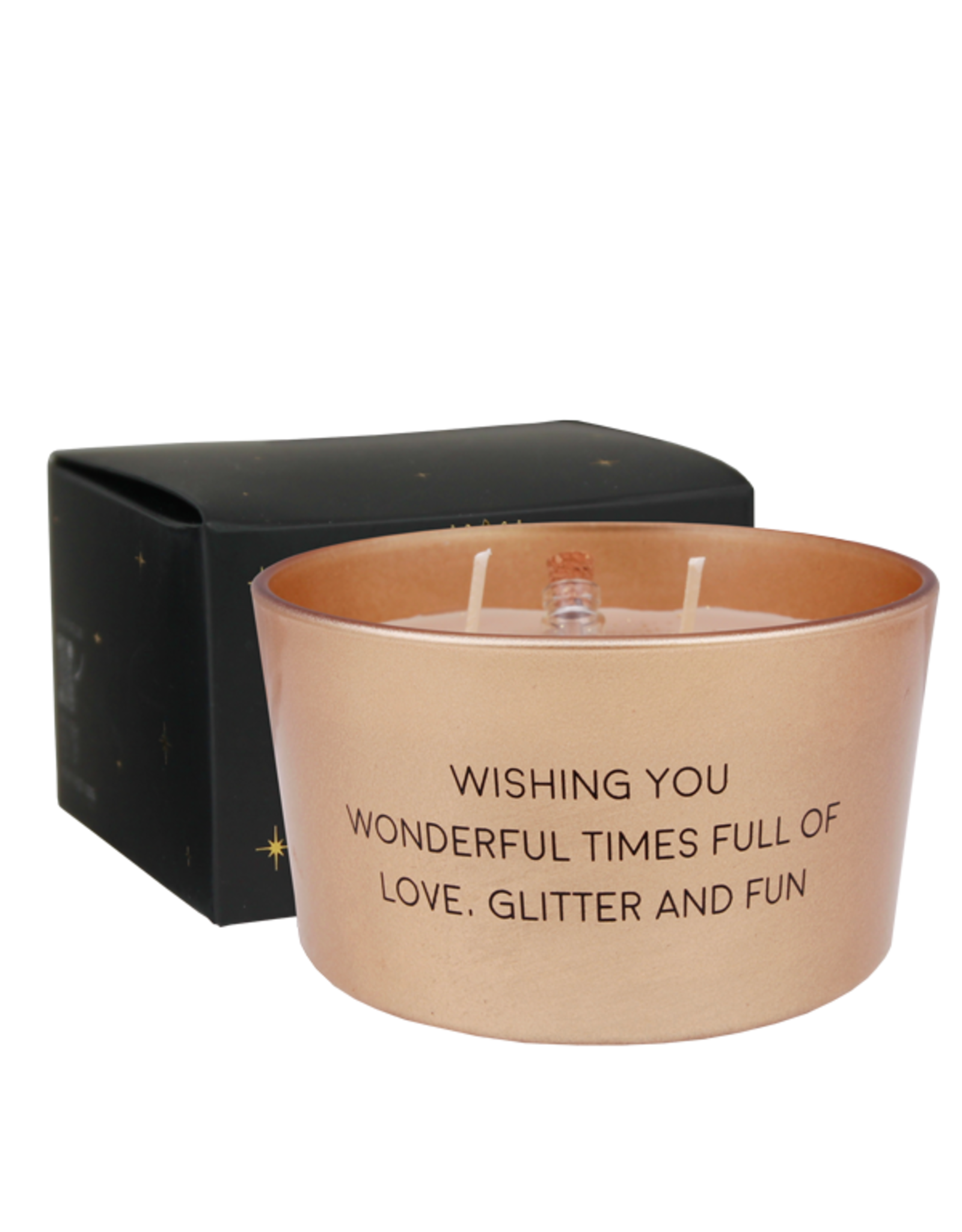 Geurkaars flessenpost Wishing you wonderfull times