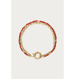 Armband driedubbel bordeaux