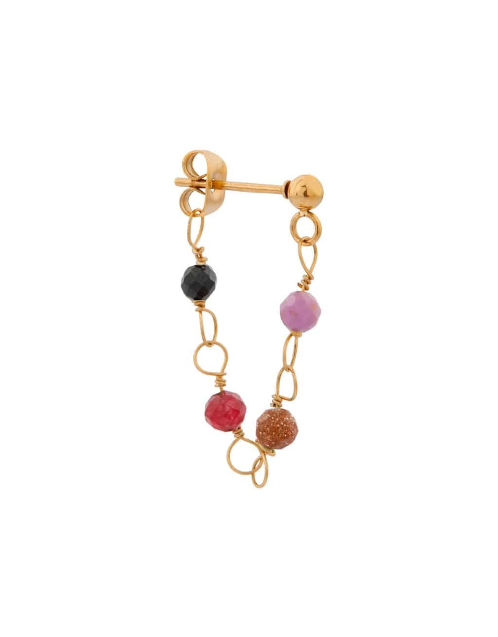 Oorring enkel chain ruby