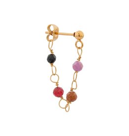 Oorring enkel chain ruby