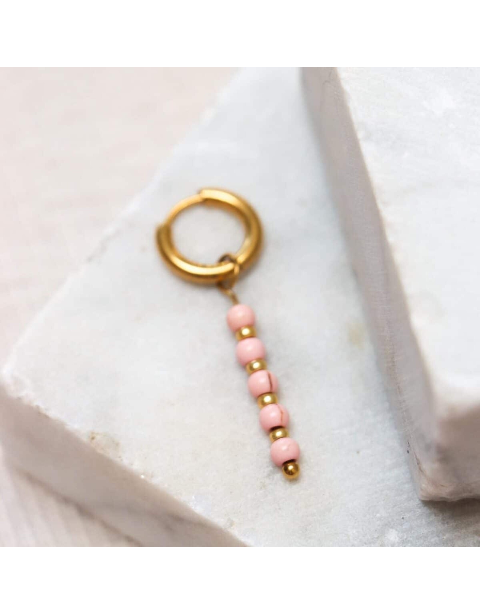 Oorring enkel pink dottie