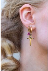 Oorring enkel chain magenta