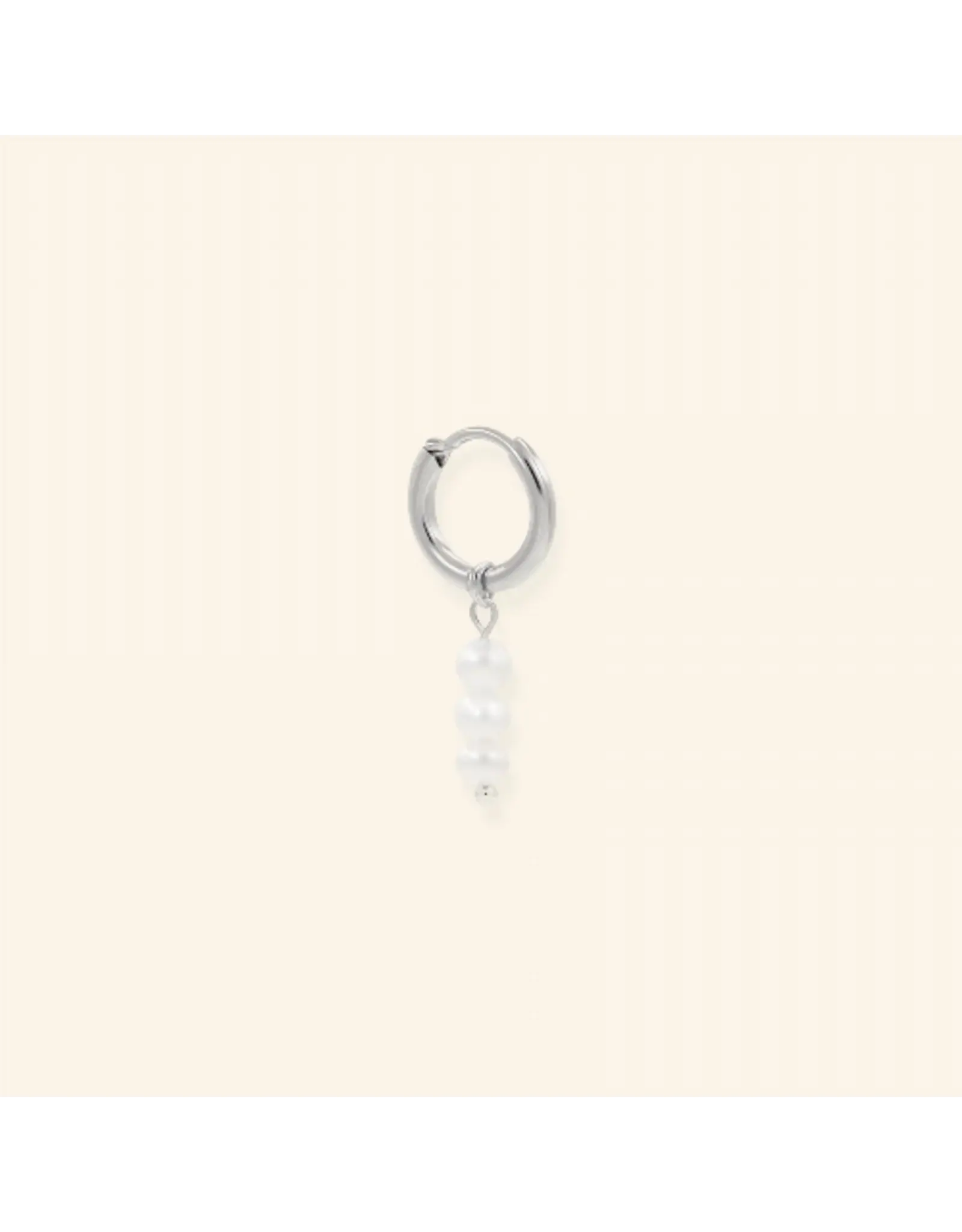 Oorringen triple pearl silver