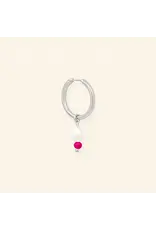 Oorringen facet roze silver