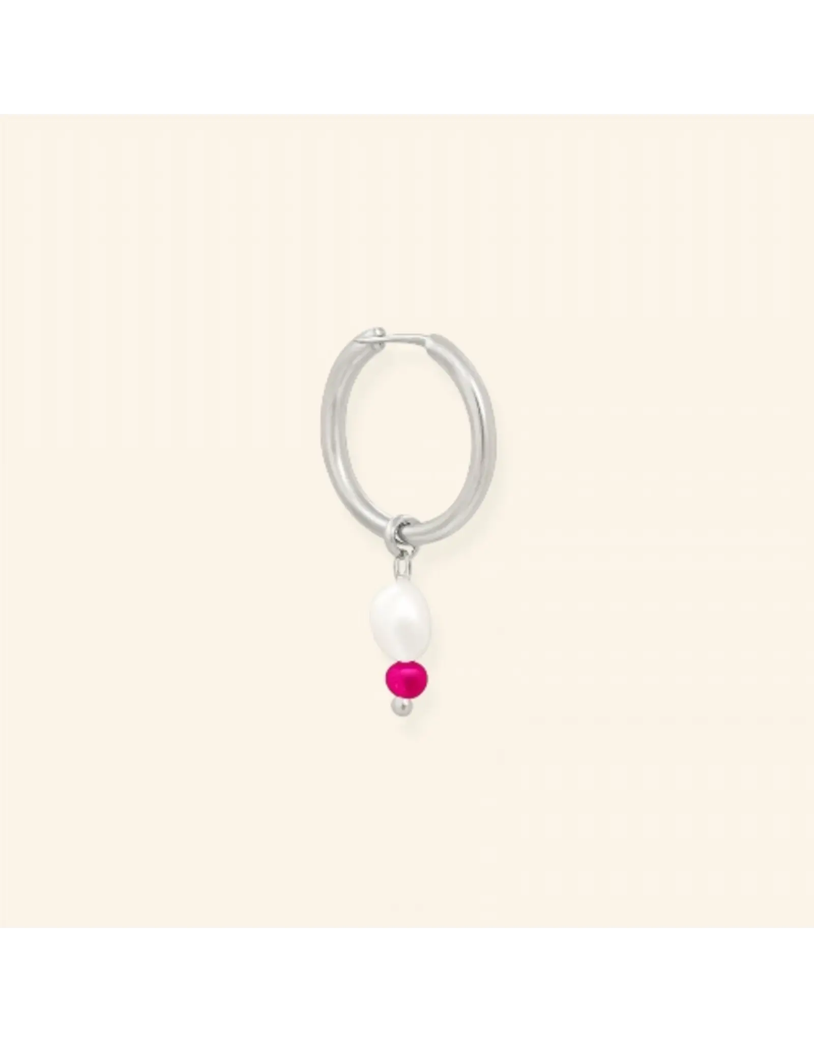 Oorringen facet roze silver