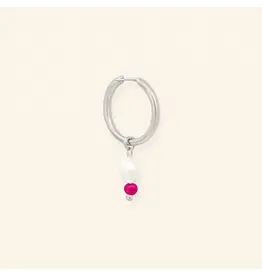 Oorringen facet roze silver