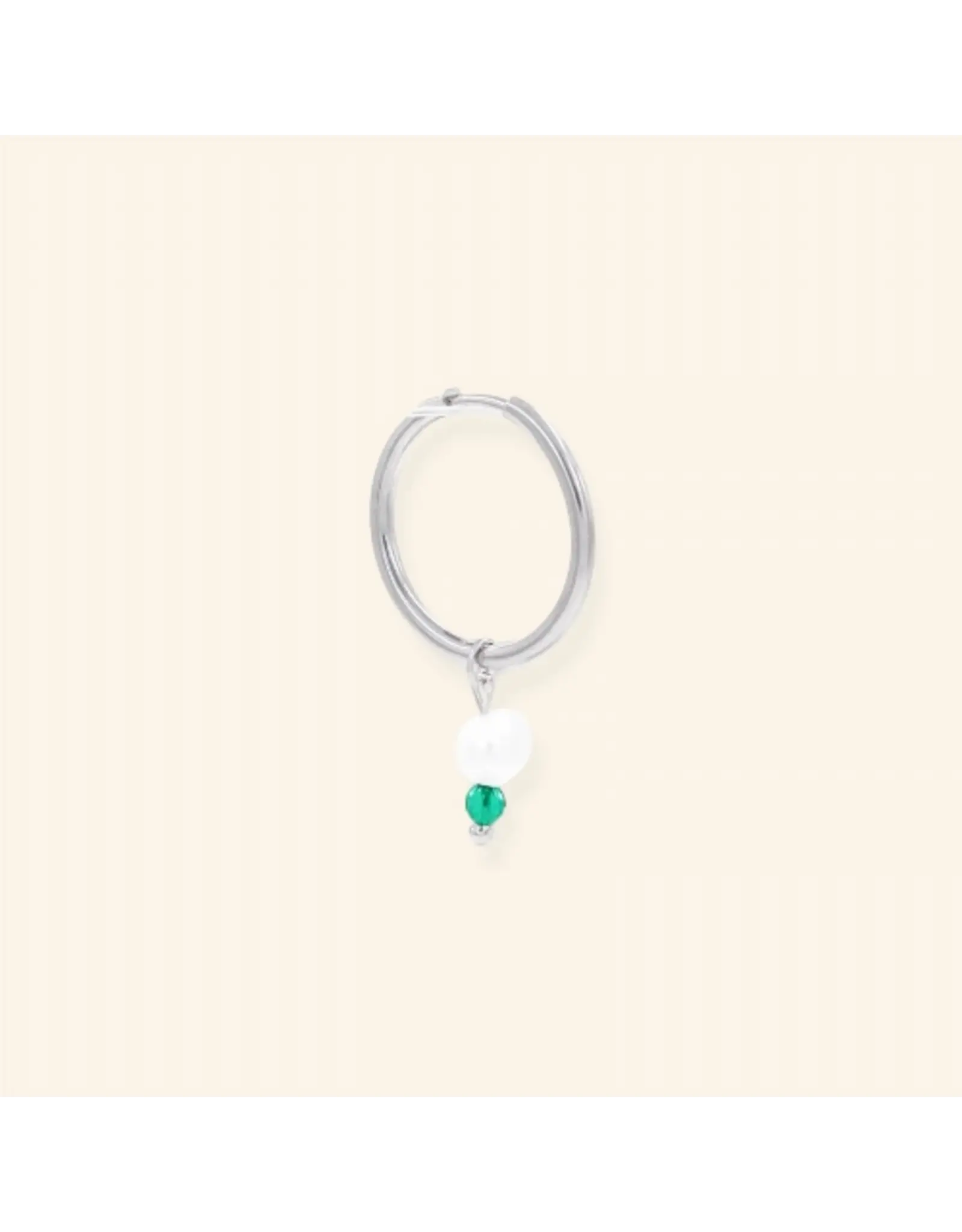 Oorringen facet groen silver
