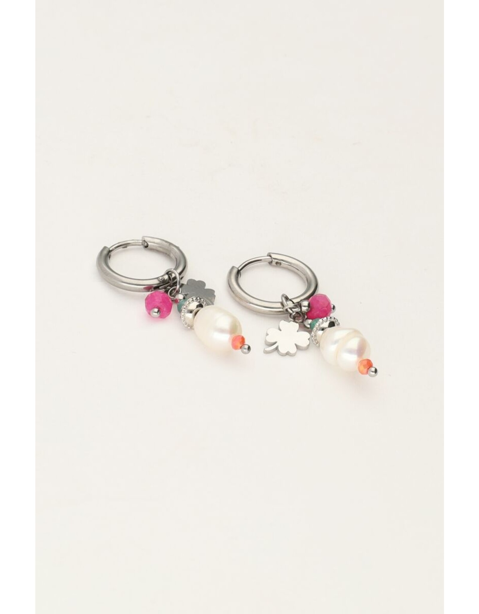 Oorringen sunrocks klaver zilver