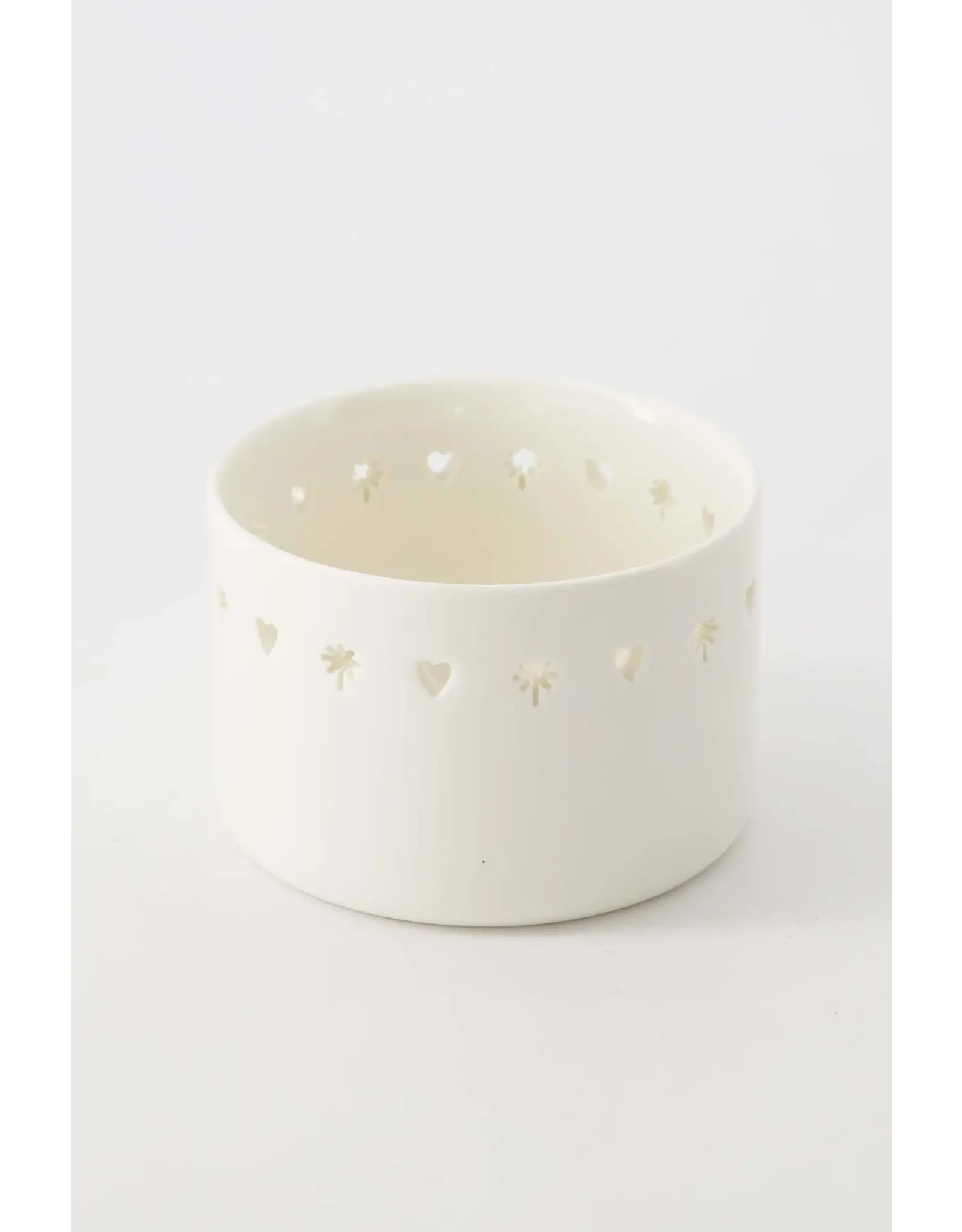 Theelichthouder hart/ster wit